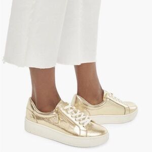 JustFab ELLEN Gold Metallic Zipper Platform Sneakers - Size 6